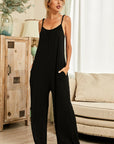 Scoop Neck Spaghetti Strap Jumpsuit with Pockets - Online Only