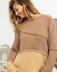 BiBi Texture Detail Contrast Drop Shoulder Sweater