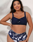 Plus Size Printed Gathered Detail Bikini Set - Online Only