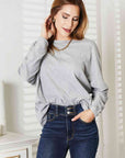 Double Take Seam Detail Round Neck Long Sleeve Top