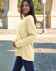 Basic Bae Full Size Ribbed Round Neck Long Sleeve Knit Top