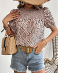 Printed Smocked Puff Sleeve Blouse - Online Only