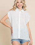 Culture Code Eyelet Crisscross Back Button Up Shirt