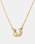 Horseshoe Shape Copper 14K Gold Plated Pendant Necklace - Online Only
