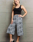 Ninexis Leopard High Waist Flowy Wide Leg Pants with Pockets