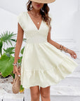 Tie Back V-Neck Ruffle Hem Dress - Online Only