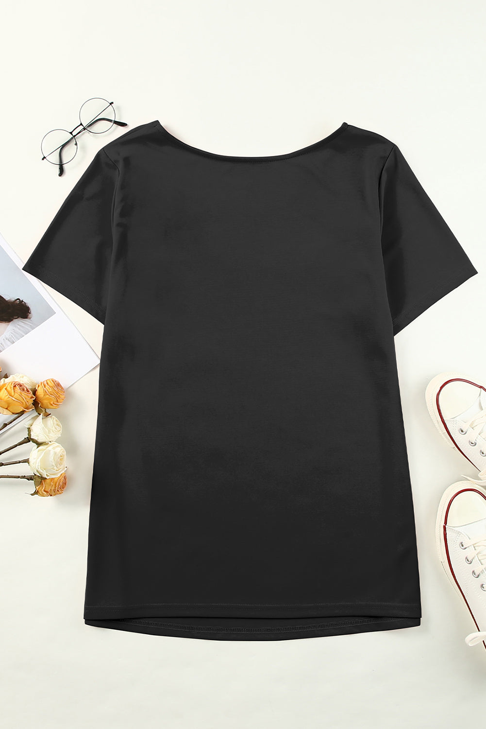 Plus Size Cutout Round Neck Short Sleeve Tee - Online Only