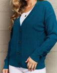 Zenana Kiss Me Tonight Full Size Button Down Cardigan in Teal - Online Only