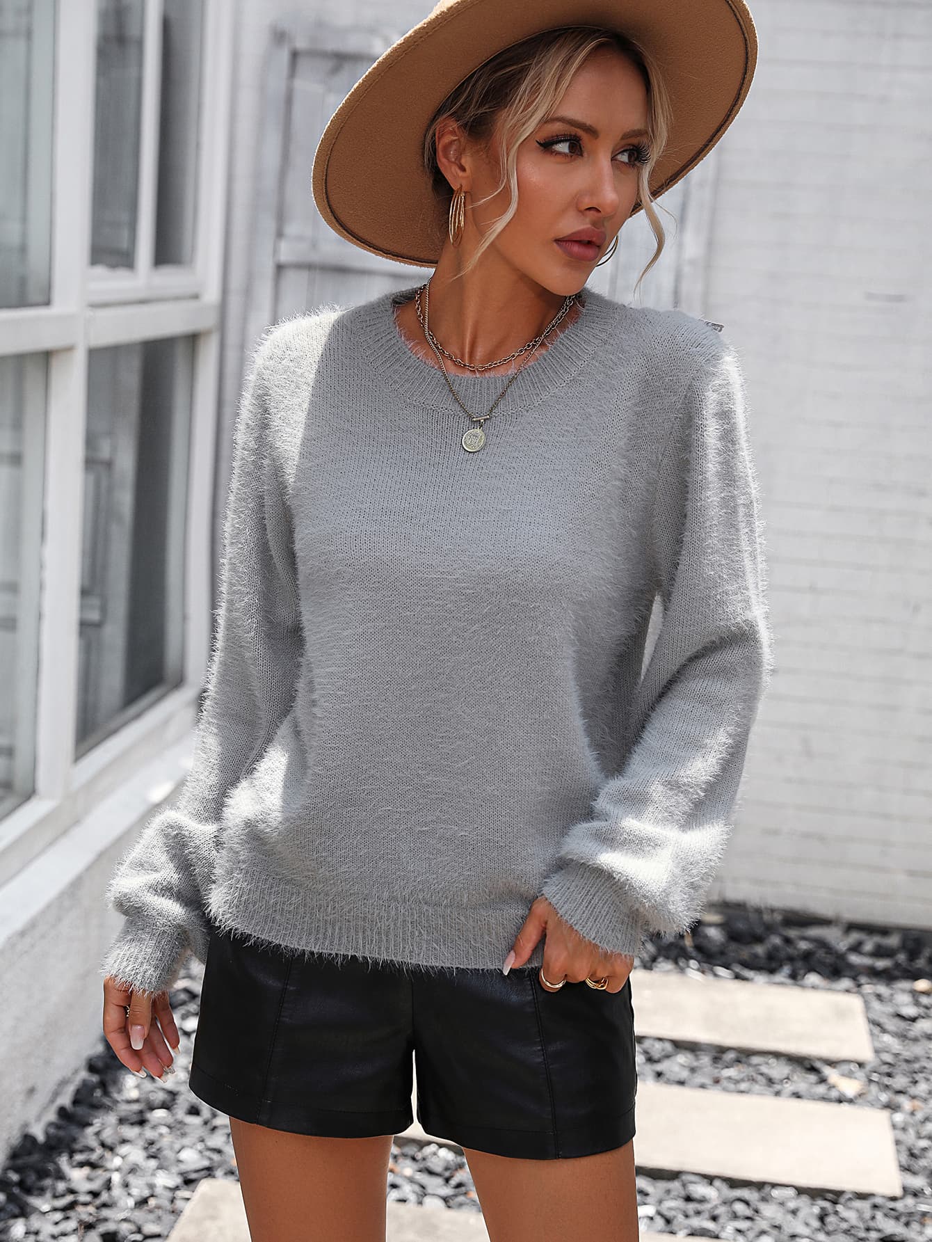 Lace Detail Cutout Long Sleeve Pullover Sweater - Online Only