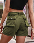 Tie Front Denim Shorts with Pocket - Online Only