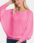 Zenana Ribbed Round Neck Long Sleeve Top