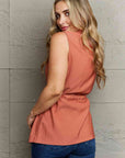 Ninexis Follow The Light Sleeveless Collared Button Down Top