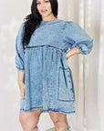 HEYSON Full Size Oversized Denim Babydoll Dress