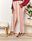 Double Take Striped Smocked Waist Pants with Pockets