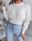 Cable-Knit Round Neck Sweater