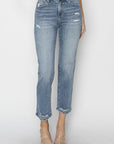 RISEN Full Size High Waist Distressed Cropped Jeans