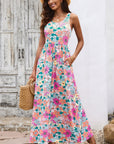 Round Neck Sleeveless Maxi Dress with Pockets - Online Only