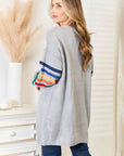 Double Take Multicolored Stripe Open Front Longline Cardigan