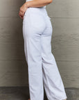 RISEN Raelene High Waist Wide Leg Jeans in White - Online Only