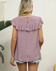Spliced Lace Ruffled Blouse - Online Only