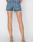 RISEN Stepped Waist Frayed Denim Shorts