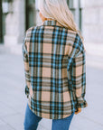 Plaid Curved Hem Shirt Jacket with Breast Pockets - Online Only