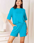 Basic Bae Full Size Soft Rayon Half Sleeve Top and Shorts Set