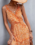 Floral Frill Trim Sleeveless Mini Dress - Online Only