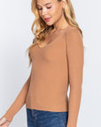 ACTIVE BASIC V-Neck Fitted Viscose Rib Knit Top