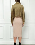 Veveret Suede Fringe Long Sleeve Moto Jacket