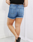 Kancan High Rise Medium Stone Wash Denim Shorts - Online Only