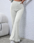 Basic Bae Full Size Ribbed High Waist Flare Pants