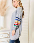 Double Take Multicolored Stripe Open Front Longline Cardigan