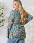 Heimish Full Size Floral Half Button Long Sleeve Blouse