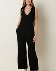 Mittoshop Rib Knit V-Neck Cross Back Jumpsuit