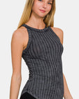 Zenana Ribbed Grecian Neck Tank