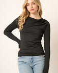 Mittoshop Ruched Long Sleeve Slim Top