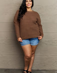 Zenana Breezy Days Plus Size High Low Waffle Knit Sweater - Online Only