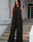 Double Take Full Size Tie Back Cutout Sleeveless Jumpsuit