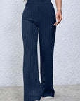 Basic Bae Full Size Ribbed High Waist Flare Pants