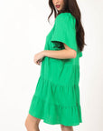 VERY J Texture V-Neck Ruffled Tiered Dress