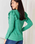 Double Take Ruffle Shoulder Long Sleeve T-Shirt