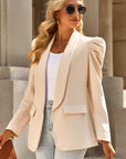 Puff Sleeve Shawl Collar Blazer - Online Only