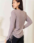 Double Take Drawstring Ribbed Long Sleeve T-Shirt