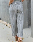 Heimish Find Your Path Paperbag Waist Striped Culotte Pants - Online Only