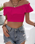 Off-Shoulder Ruffled Cropped Top - Online Only