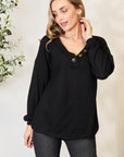 Zenana Buttoned Long Sleeve Blouse