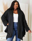 HEYSON Full Size Open Front Cardigan with Scarf Design