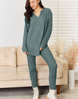 Basic Bae Full Size Notched Long Sleeve Top and Pants Set