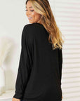 Double Take Seam Detail Round Neck Long Sleeve Top